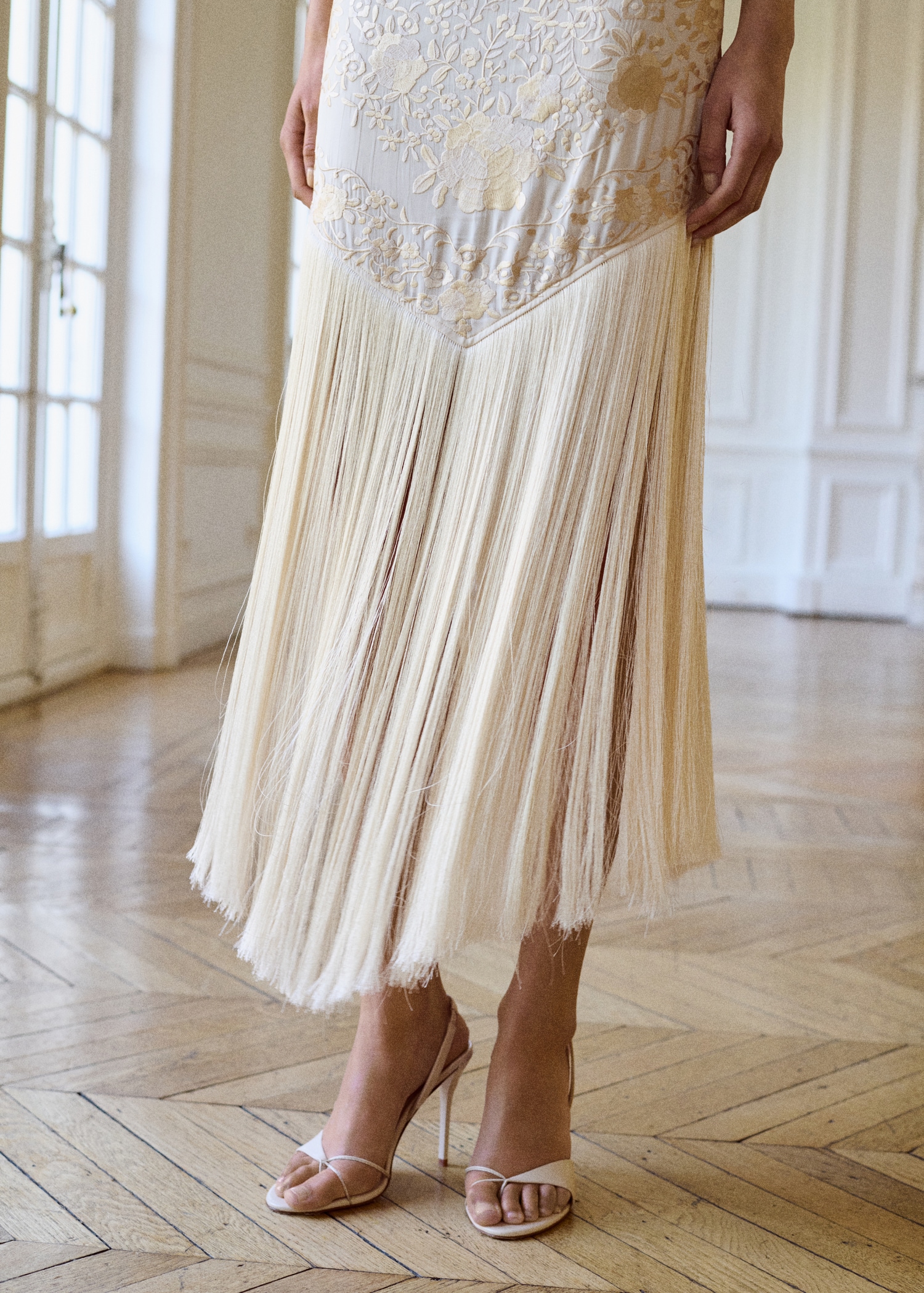 Floral-Embroidered Dress With Fringe Detail - Women | Mango Usa