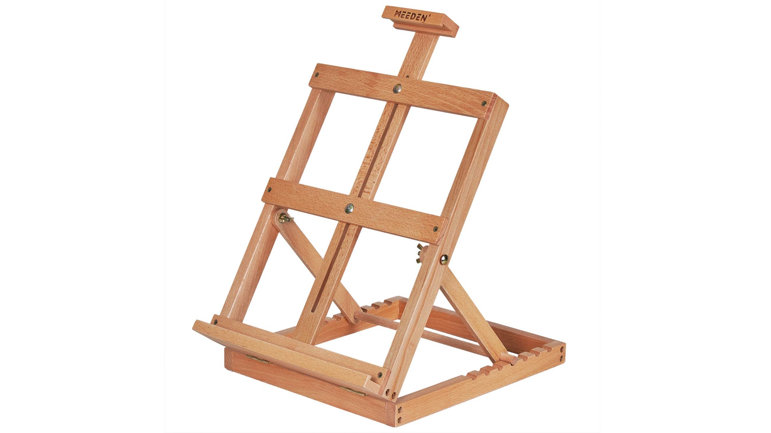 Best art easel: MEEDEN Heavy-Duty Tabletop Studio H-Frame Wooden Easel- Solid Beech Wood Adjustable Artists Desktop Wood Easel