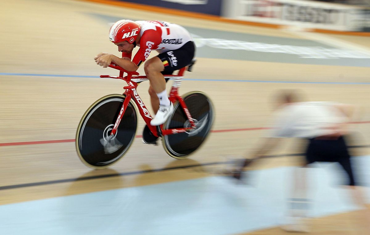 Victor Campenaerts in full flight during his successful Hour Record attempt in April, 2019