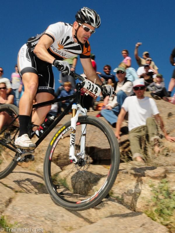 A Form Cycling racer is watched intently by the crowd