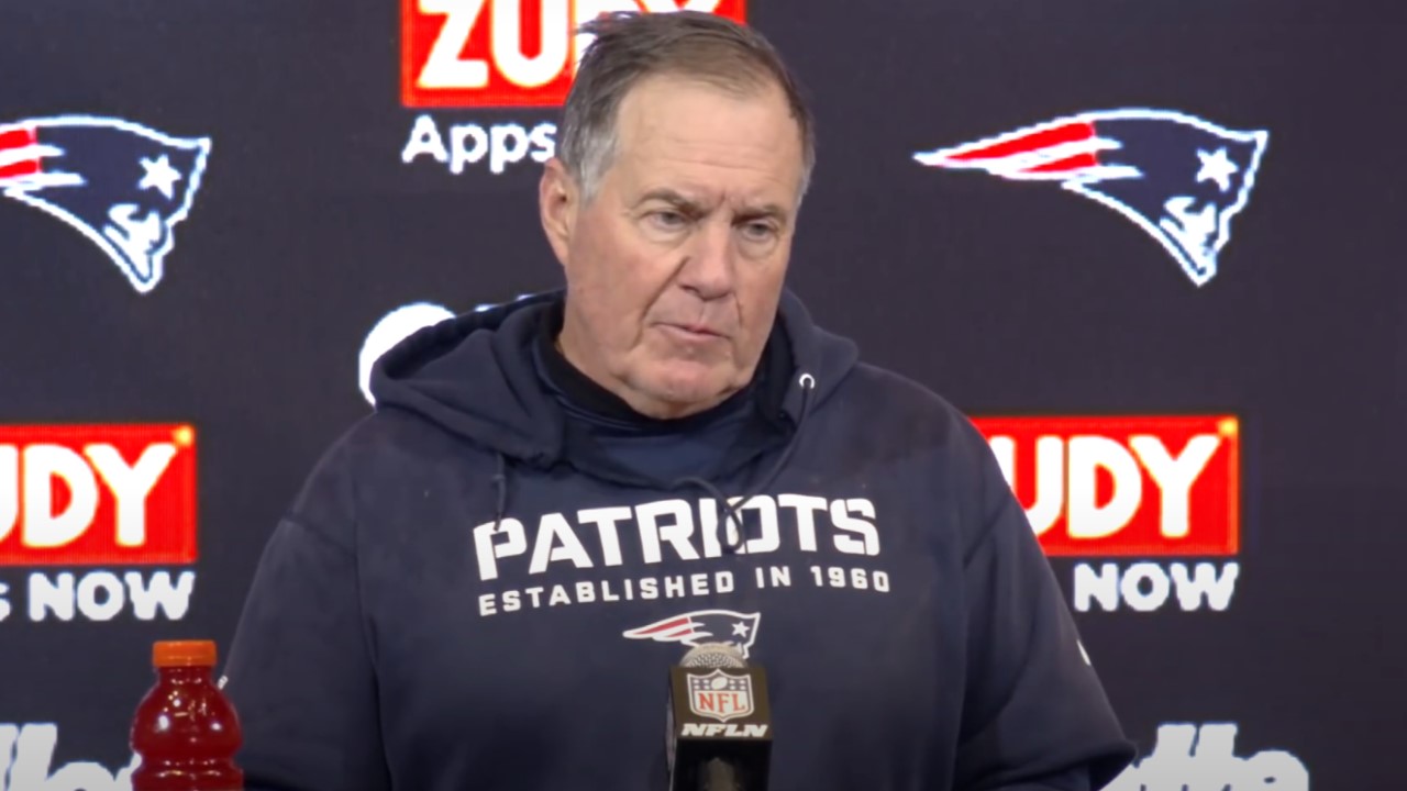 Bill Belichick speaks at an NFL press conference.