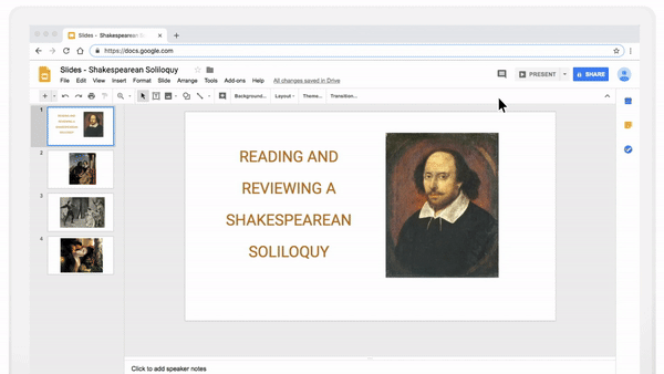 GIF demos adding closed captions to Google Slides