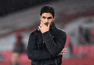 Arsenal boss Mikel Arteta watches from the touchline