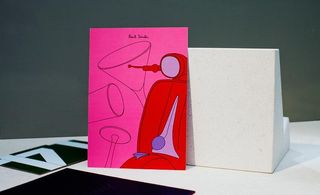Pink card with cocktail glass lines