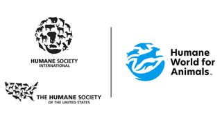 Humane World for Animals logos before and after rebranding