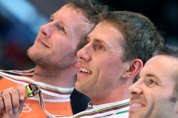 Stefan Nimke has the gold flanked by Mulder and Pervis.