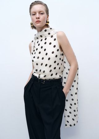 MANGO, Polka-Dot Wrap-Neck Blouse - Women | Mango Usa