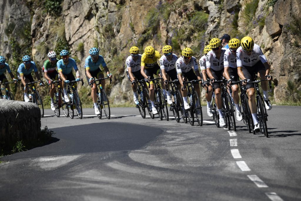 Sky leading the pack on stage 15 of the Tour de France