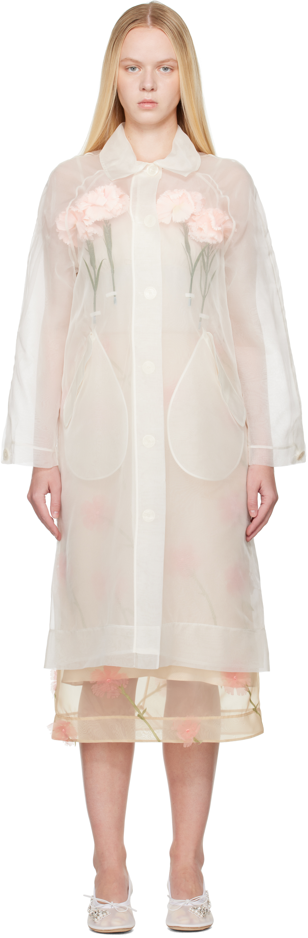 Off-White Stuffed Carnation Car Coat
