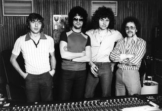 From left: Richard Tandy, Jeff Lynne, Bev Bevan, Kelly Groucutt in a studio in Munich, Germany.