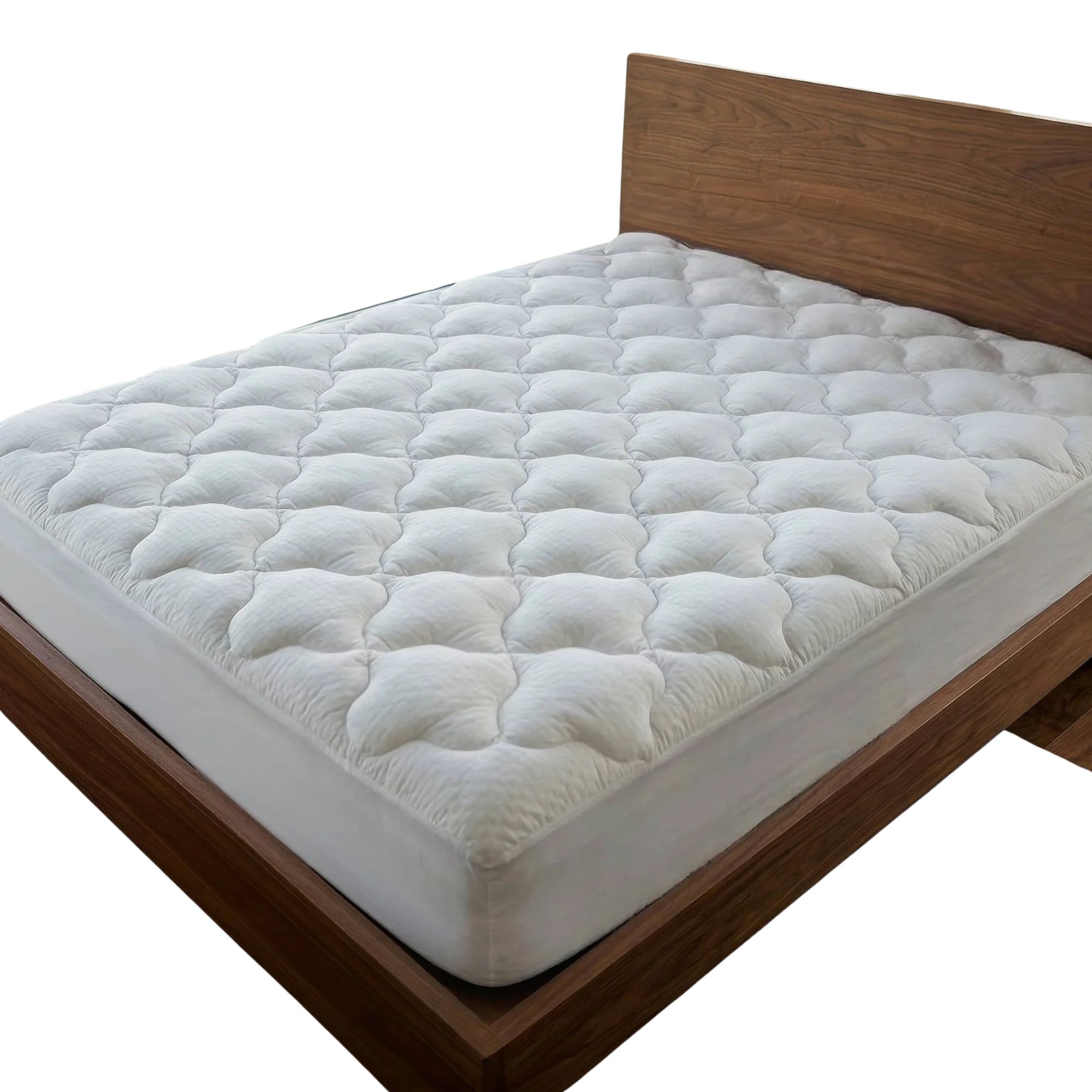 ViscoSoft Pillow Top Mattress Pad on a double wooden bed frame