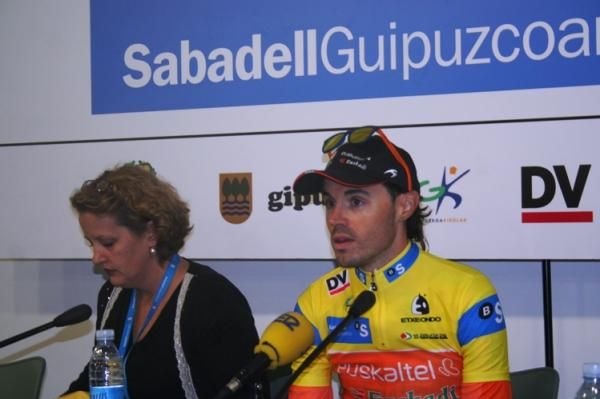 2012 Vuelta al Pais Vasco winner Sammy Sanchez (Euskaltel-Euskadi) speaks to the press.