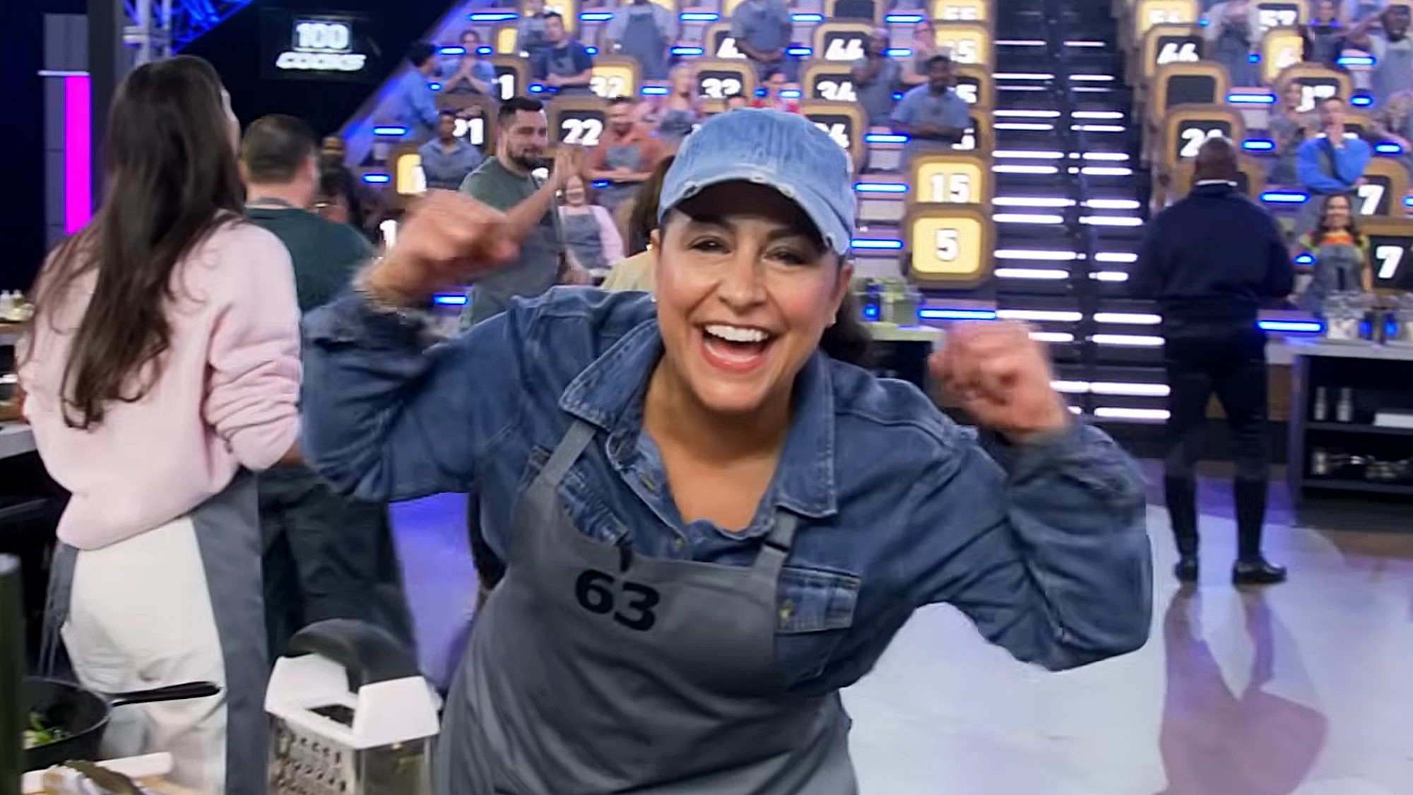A contestant is shown on 100 Cooks.