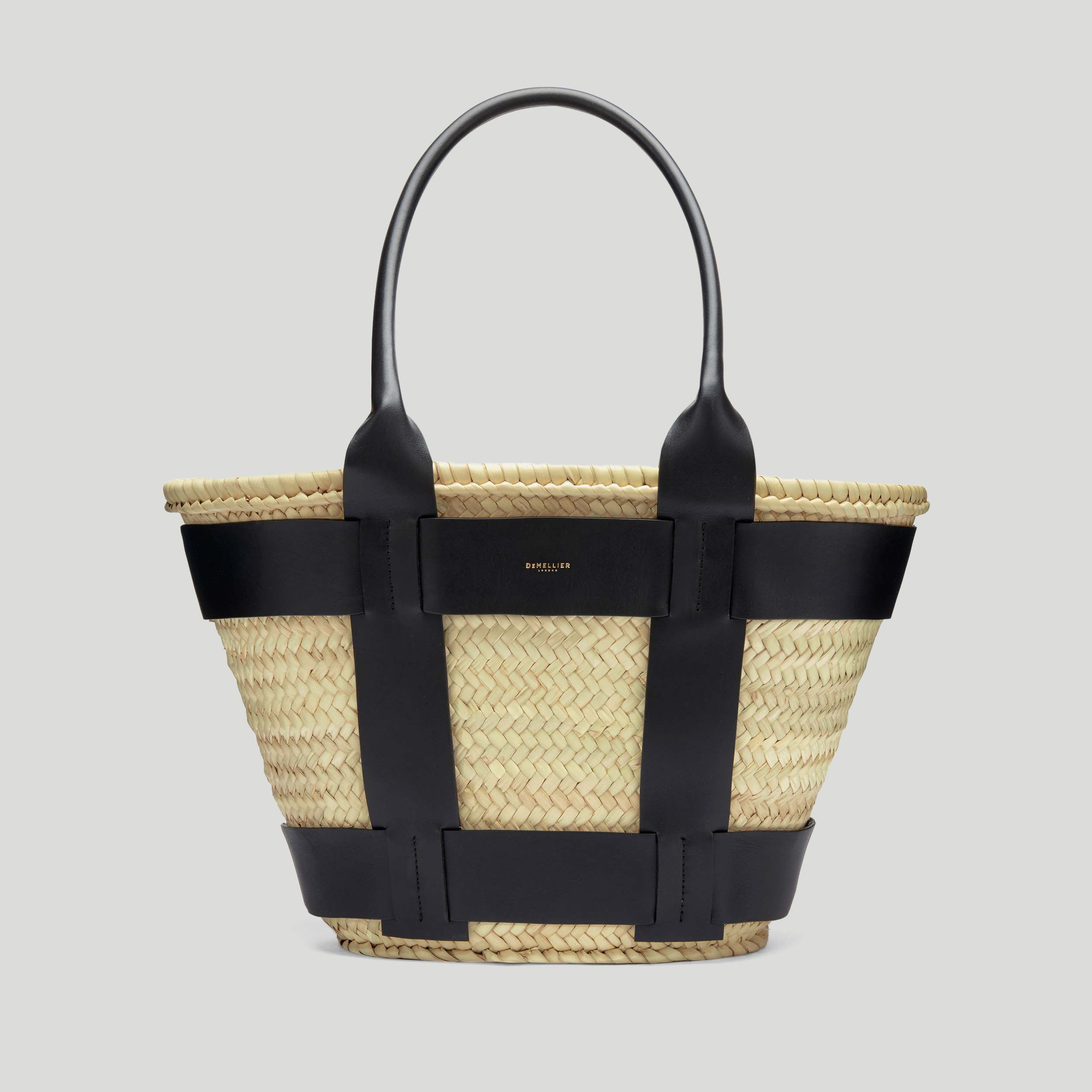 The Santorini | Natural Basket Black Smooth | Demellier