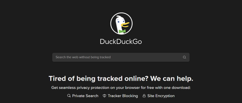 Website screenshot for DuckDuckGo