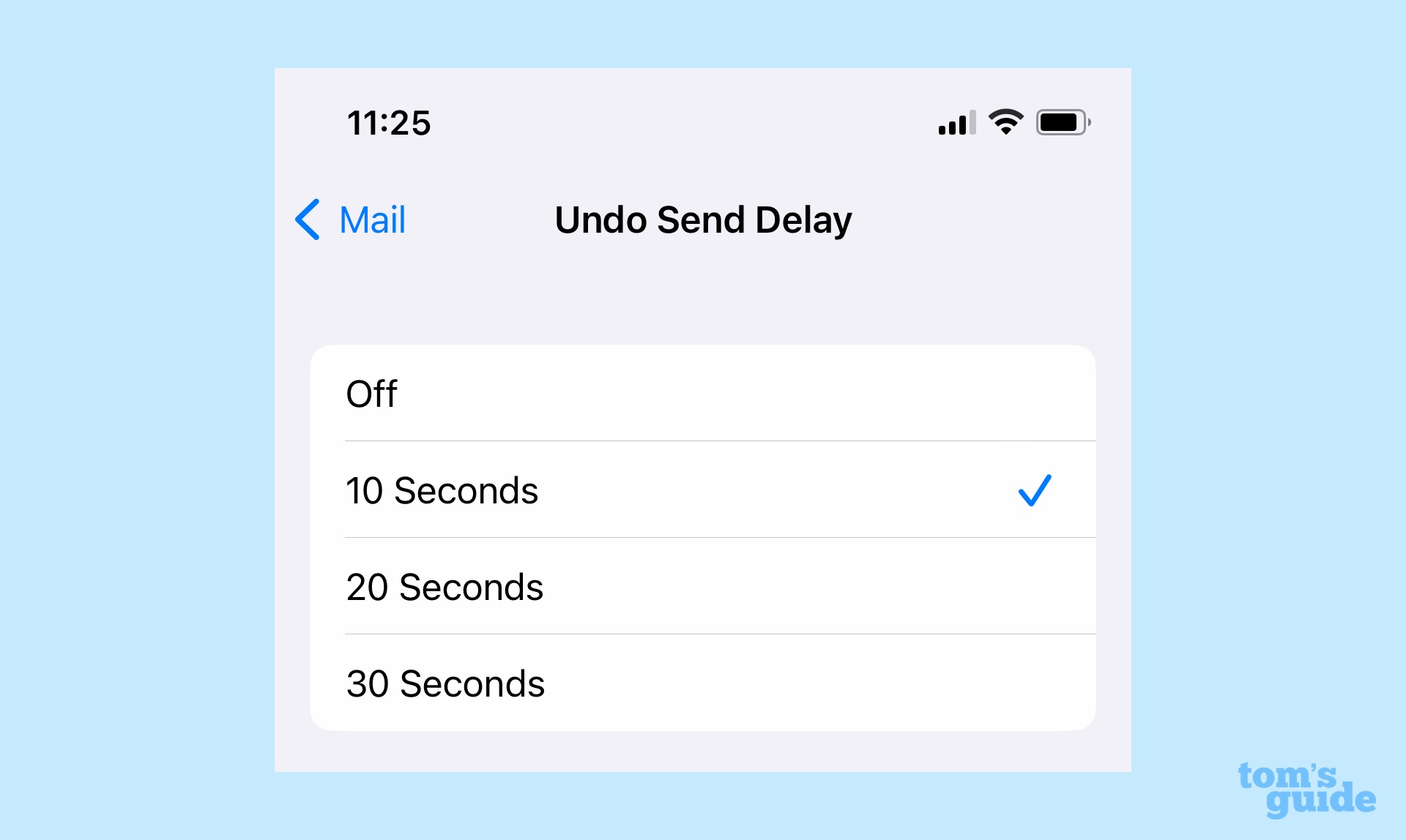 Set Undo Send Delay Time in iOS 16 Mail