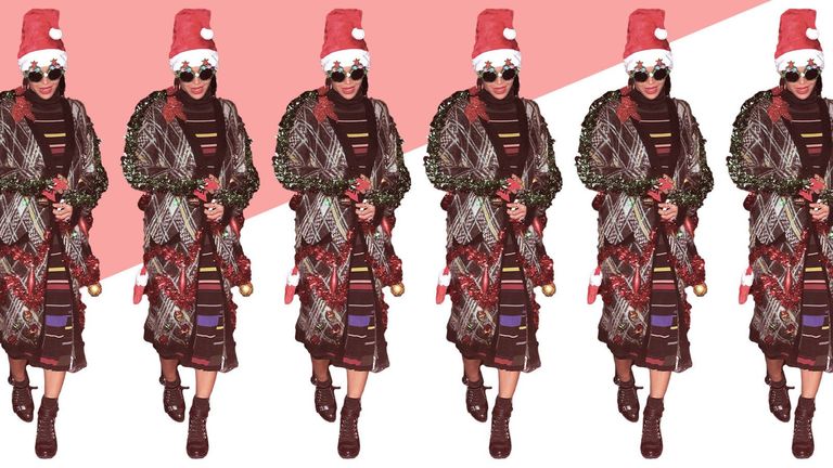 Textile, Red, Pattern, Winter, Headgear, Maroon, Magenta, Holiday, Tradition, Costume design, 