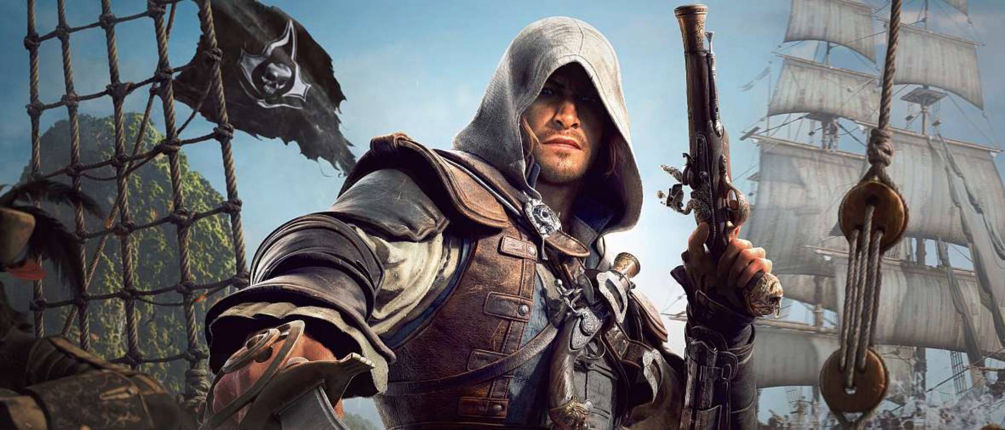 AC Black Flag Resynced key art image showing protagonist Edward Kenway