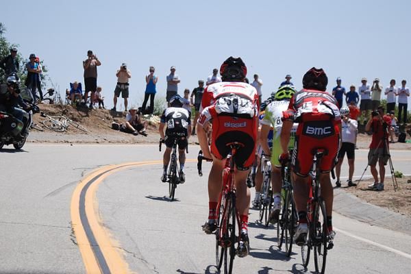 Rob Britton (Bissell) with George Hincapie (BMC) in the stage 7 break.