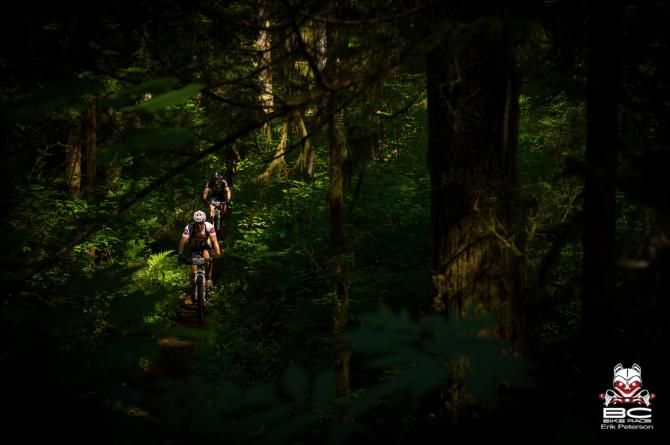 Two riders on singletrack