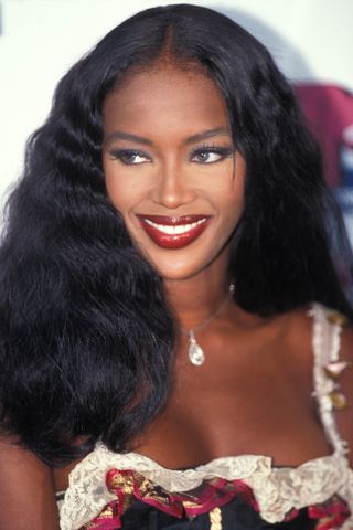 Naomi Campbell with red gradient lipstick