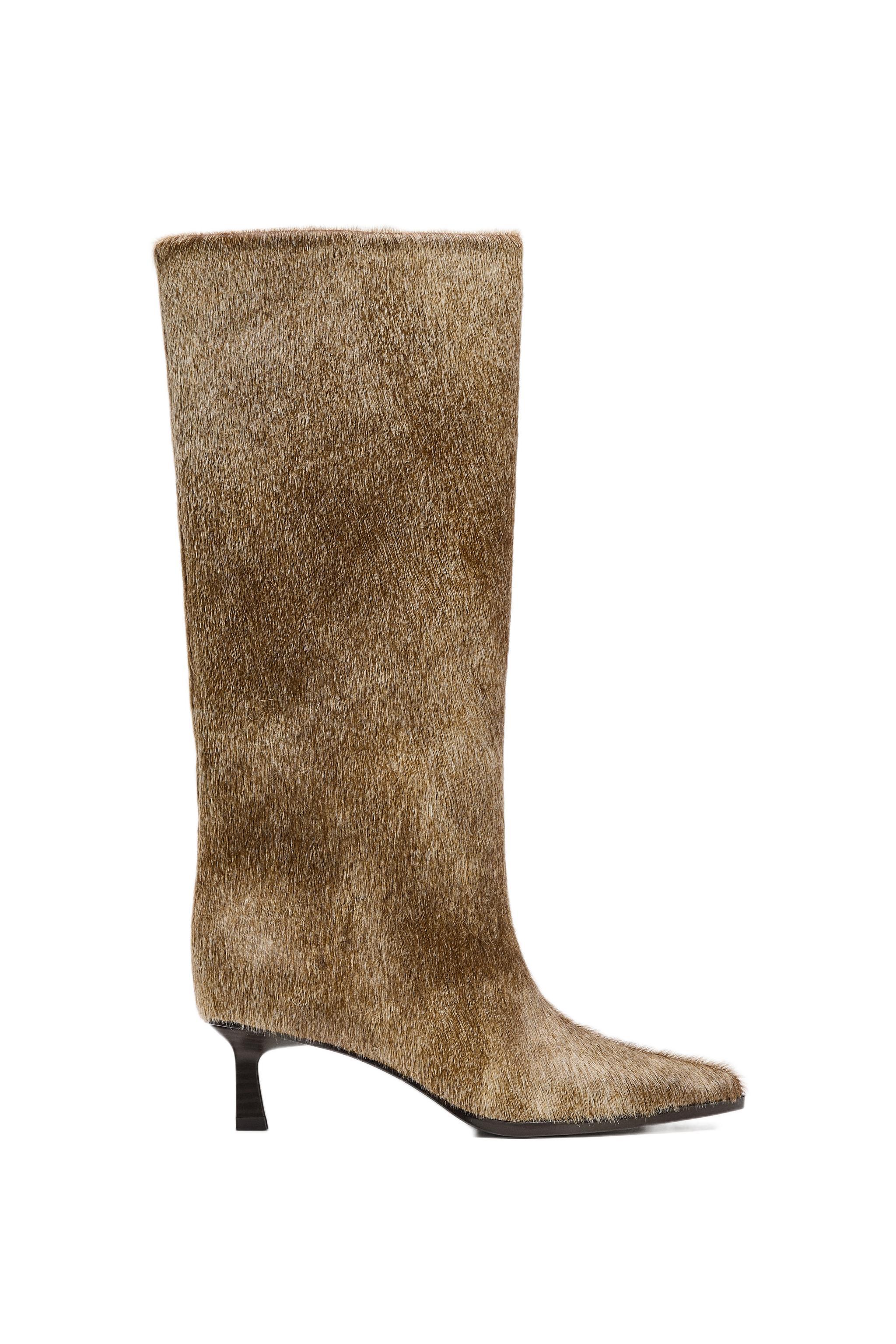 Leather Kitten Heel Boots