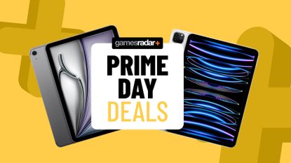 iPads on a yellow background with Prime Day deals badge