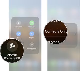 Tap AirDrop and then tap contacts only or everyone to turn on AirDrop.