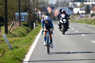 NOKERE BELGIUM MARCH 19 Stina Kagevi of Sweden and Team Coop Repsol competes in the breakaway during the 6th Danilith Nokere Koerse 2025 Womens Elite a 132km one day race from Deinze to Nokere on March 19 2025 in Nokere Belgium Photo by Luc ClaessenGetty Images