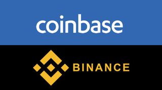 Coinbase and Binance logos
