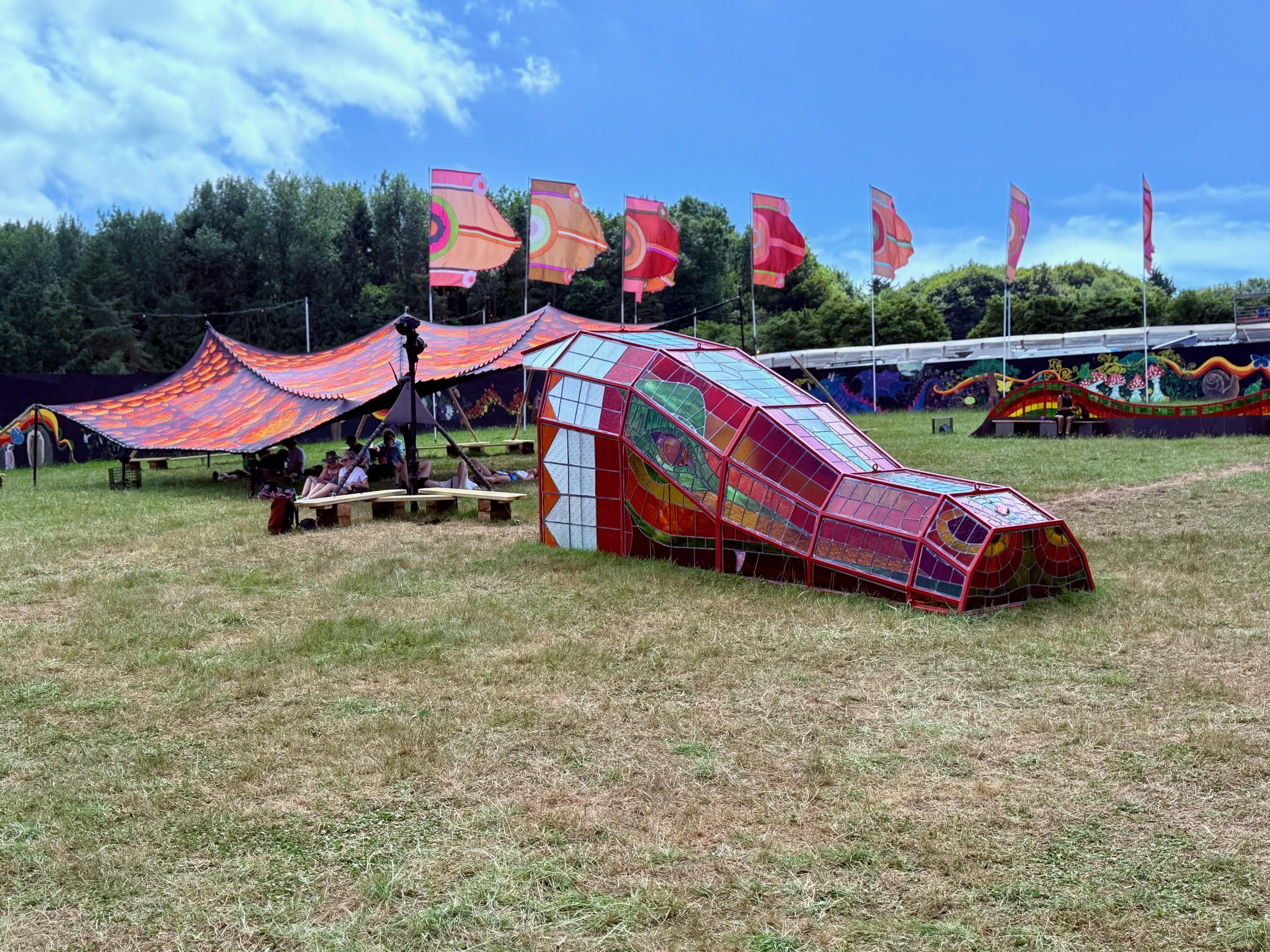 Stained glass dragon at Glastonbury