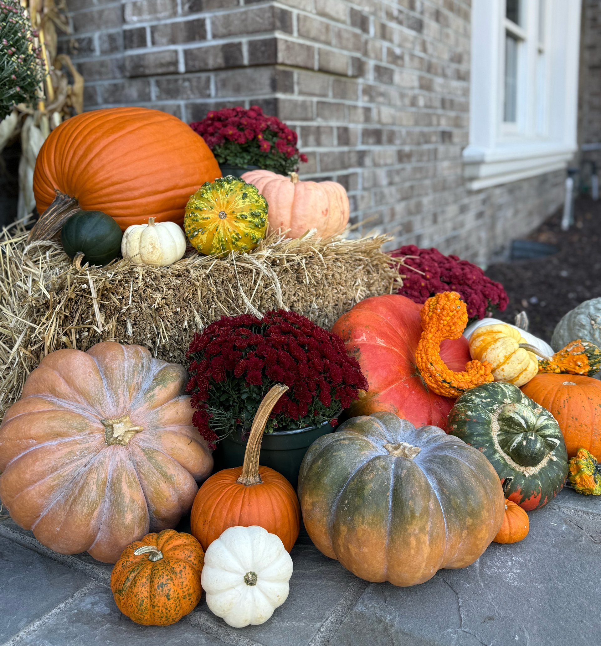 fall porch decor in situ