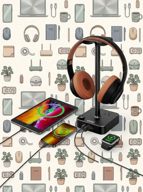 Headphone Stand With USB Charger