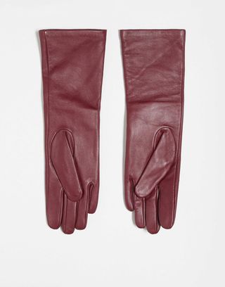 Topshop Gibson Leather Gloves in Oxblood