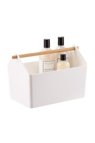 Favori Storage Caddy in white with wooden handle