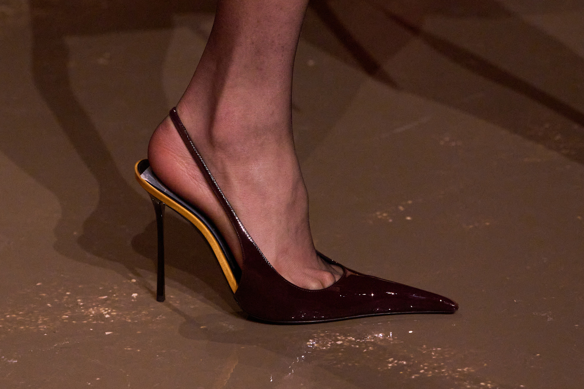 Saint Laurent heels on the runway.