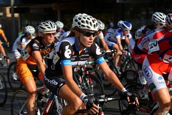 Perhaps the first woman to race in the new Garmin-Cervelo colours - Carla Ryan.
