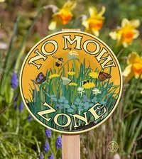 No Mow Zone sign, Amazon