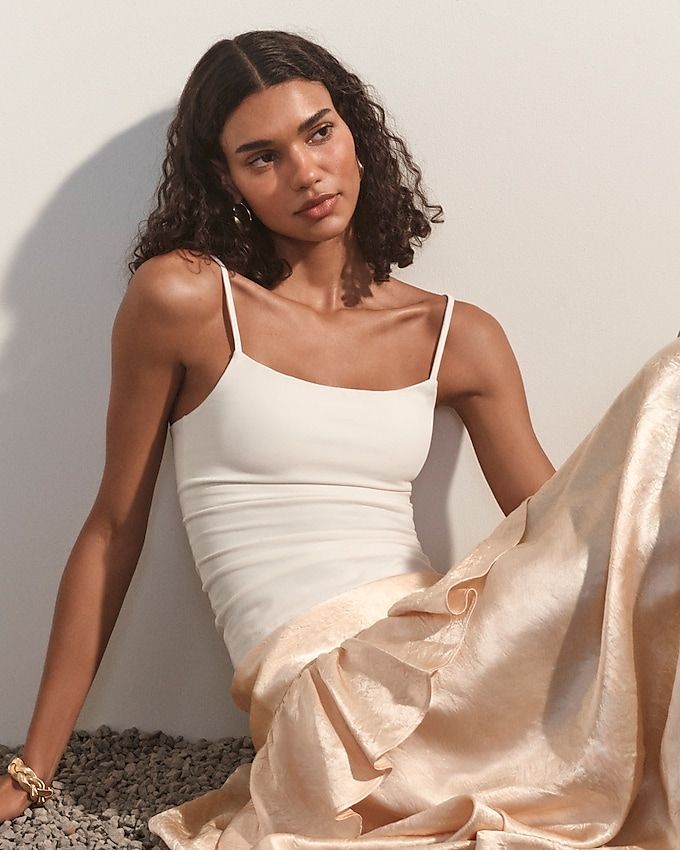 Stretch Cotton Shelf-Bra Tank Top