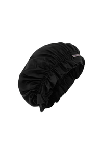 Shhh Silk Black Silk Sleep Bonnet $60