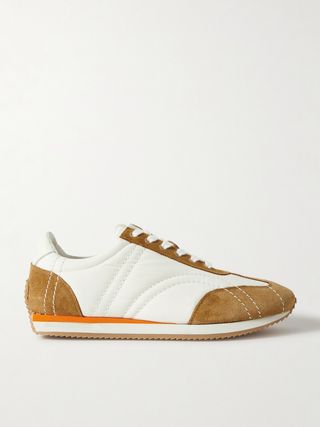 The Sport Leather-Trimmed Suede and Twill Sneakers