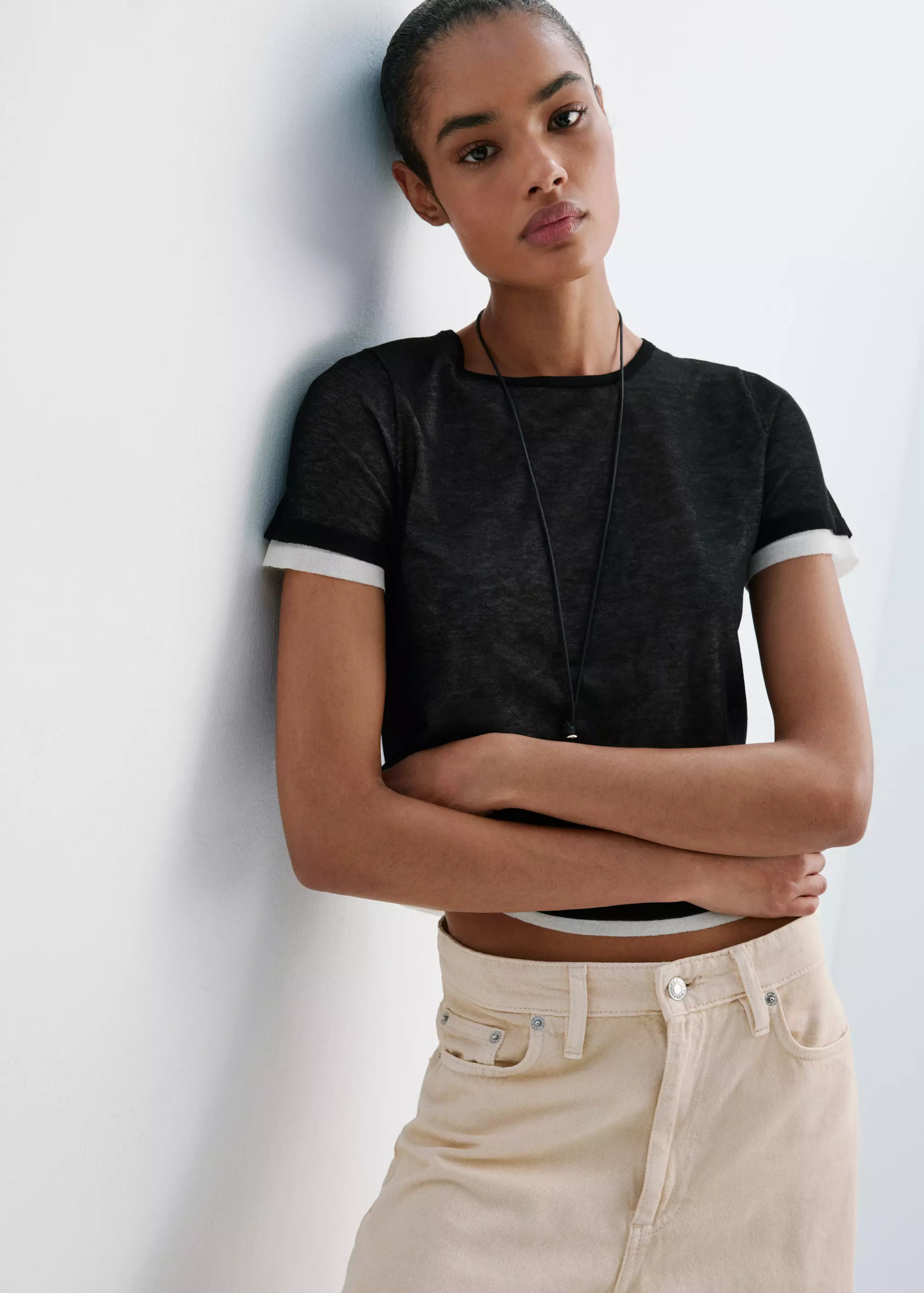 Short-Sleeved Combined Sweater - Women | Mango Usa
