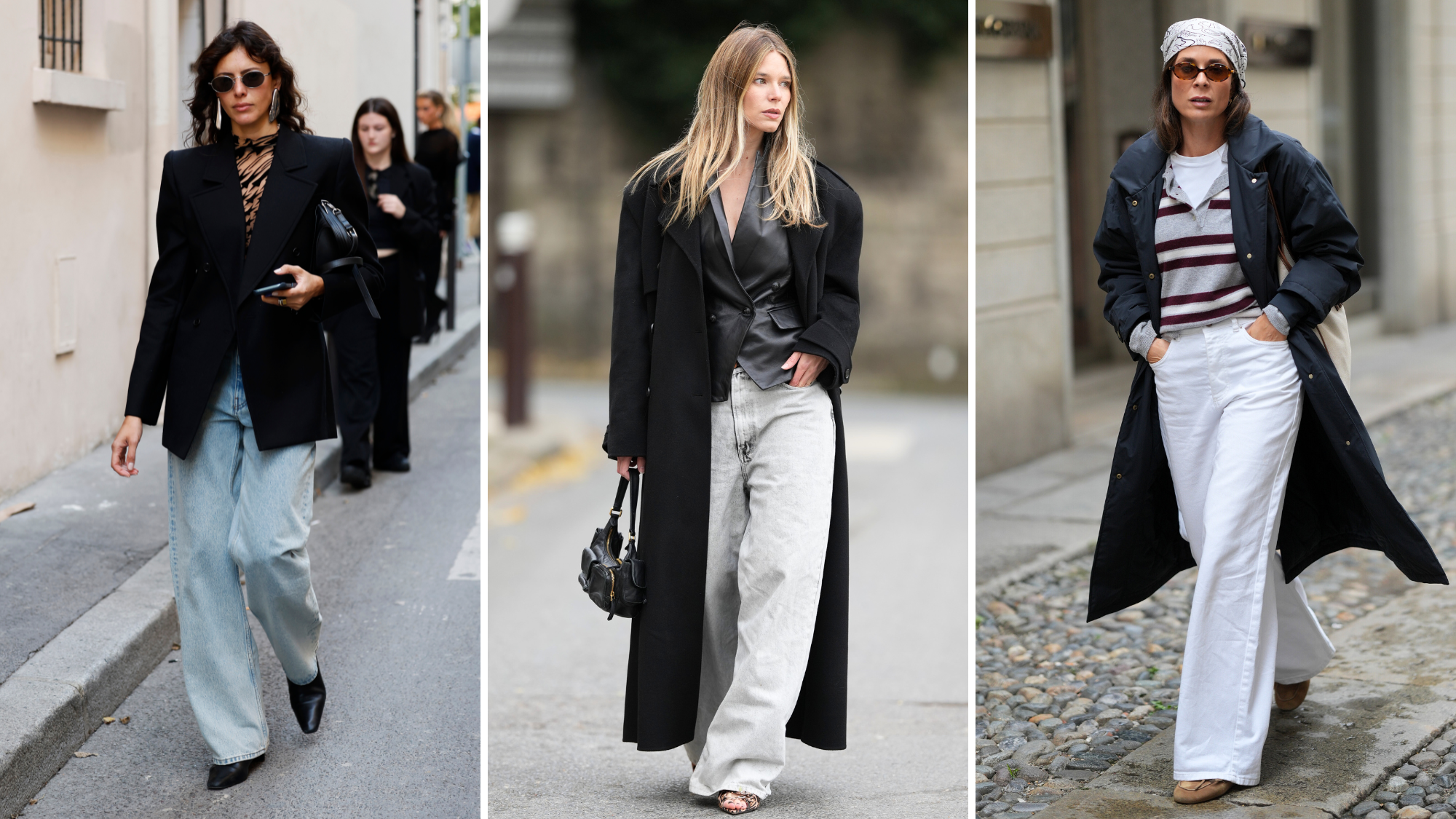 Influencers wearing wide leg jeans