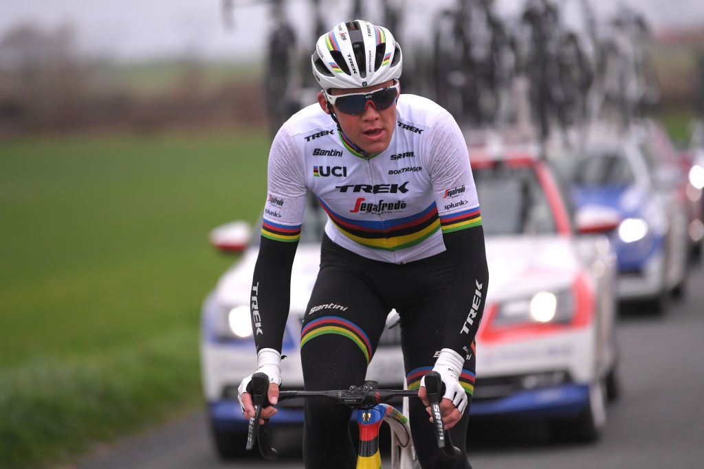 LA CHATRE FRANCE MARCH 10 Mads Pedersen of Denmark and Team Trek Segafredo during the 78th Paris Nice 2020 Stage 3 a 2125km stage from ChalettesurLoing to La Chtre ParisNice parisnicecourse PN on March 10 2020 in La Chatre France Photo by Luc ClaessenGetty Images