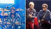 Journey drummer [left] Deen Castronovo, plus keyboardist/rhythm guitarist Jonathan Cain and lead guitarist Neal Schon