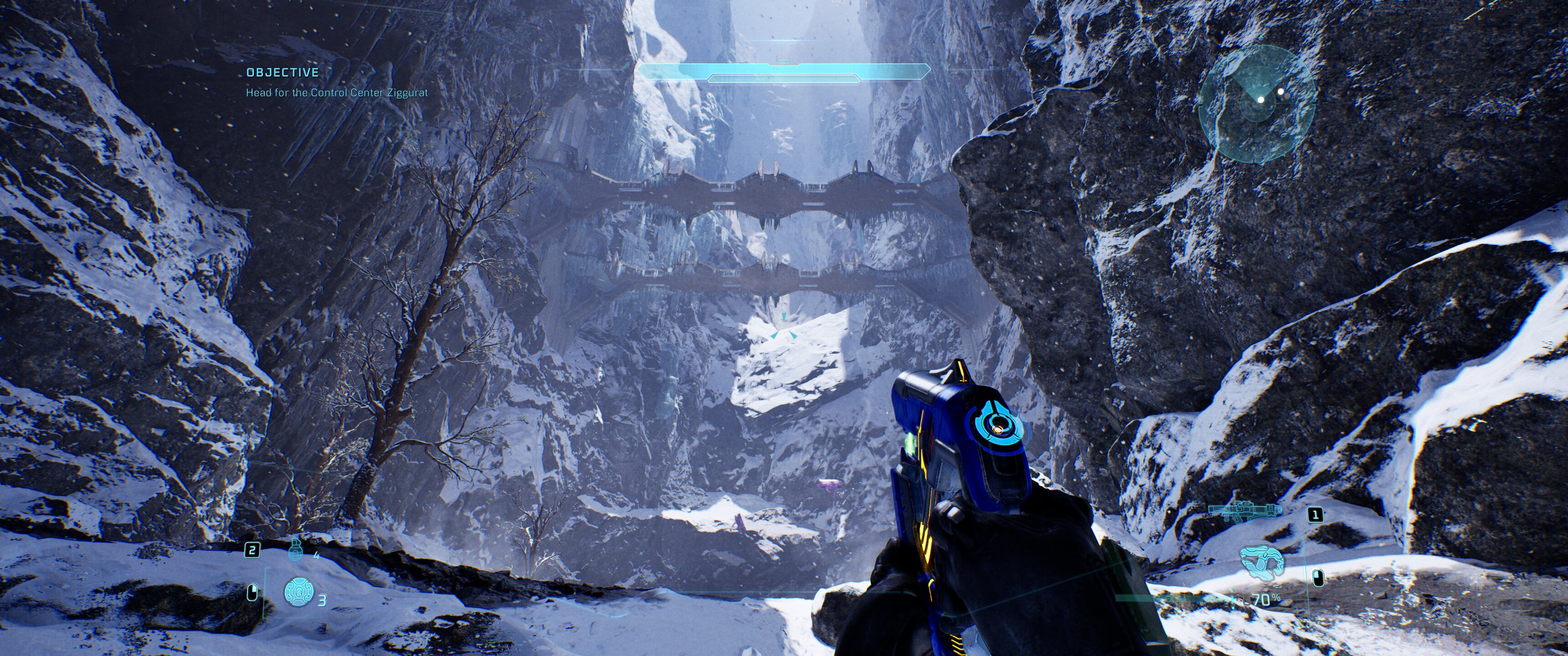 A screenshot taken from the Assault on the Control Room mission in Halo: Campaign Evolved.