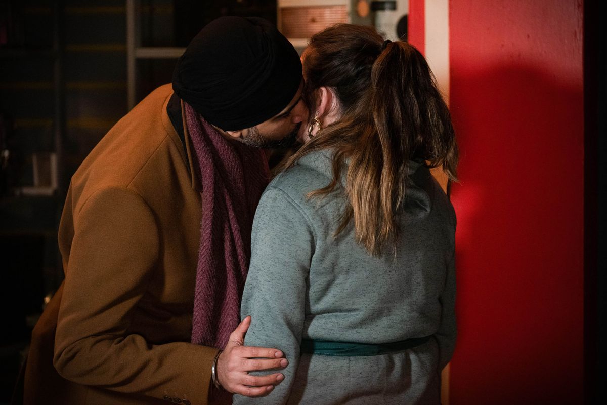 Kheerat Panesar kisses Stacey Slater in EastEnders