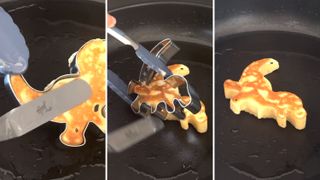 making pancakes with cookie cutters
