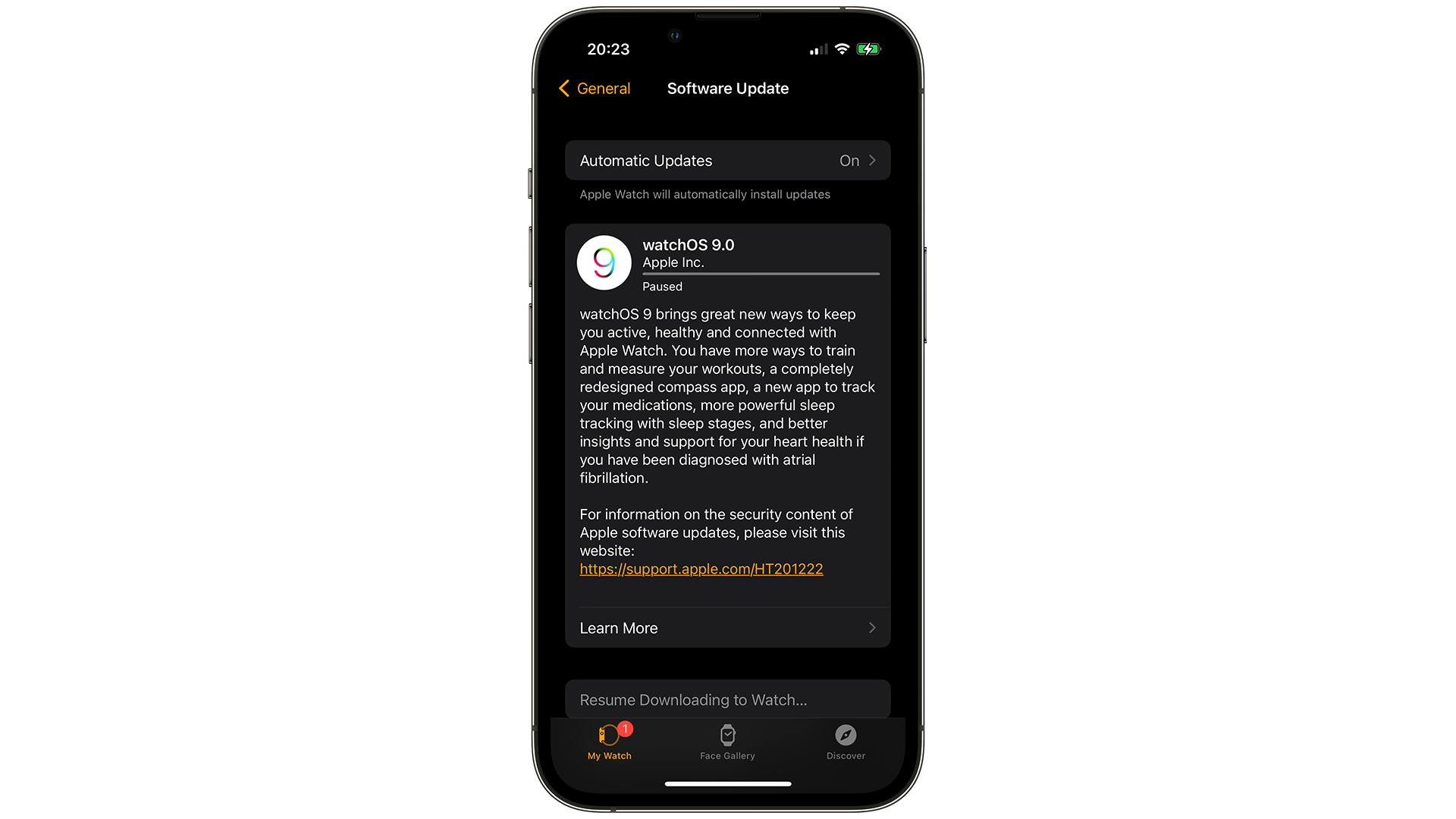 watchOS 9 update on iOS 16