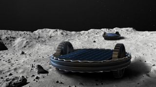 tiny circular robots drive on the moon's surface